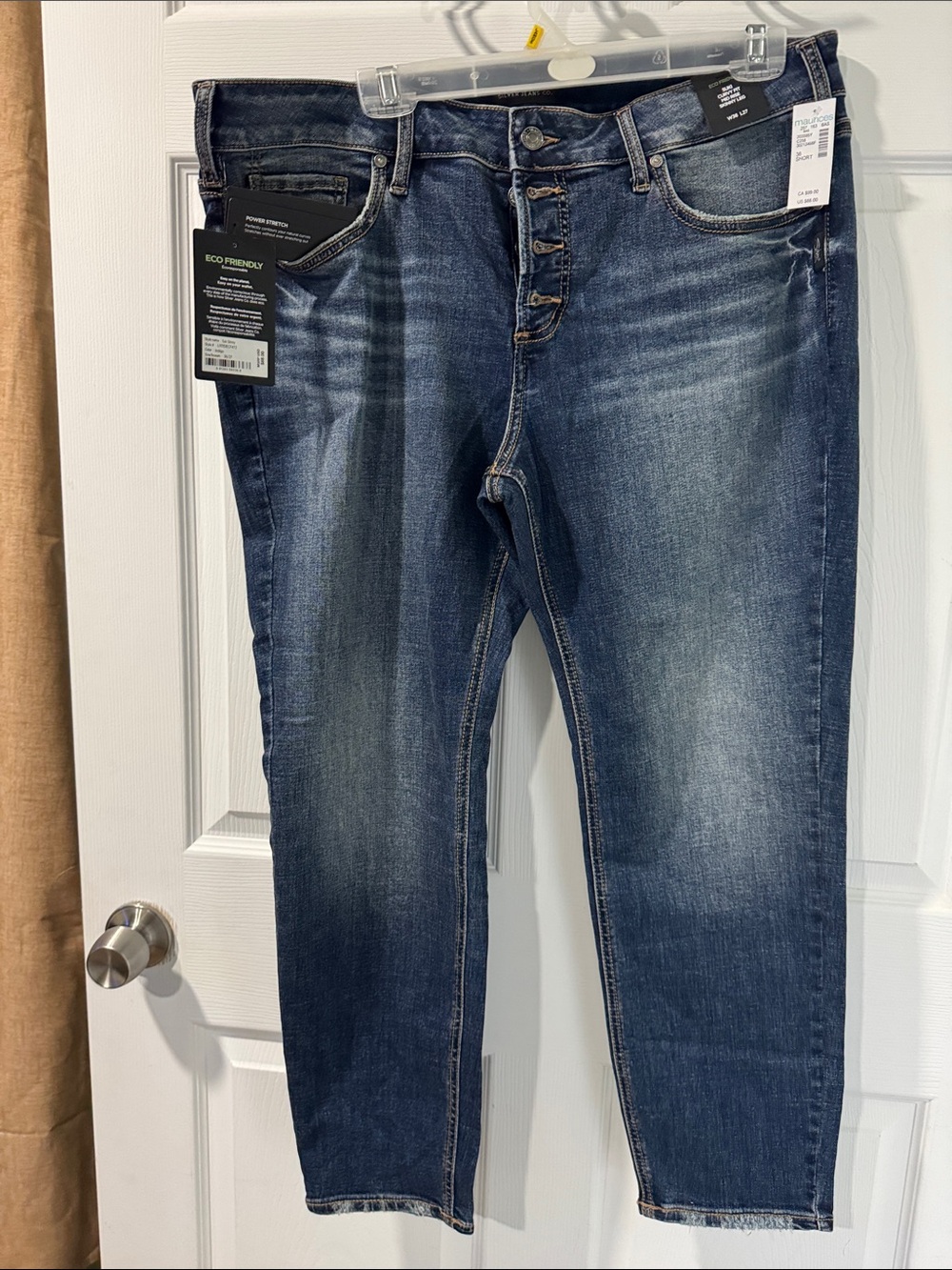 Silver Jeans Dark Blue Slim Straight Men’s Jeans with Button Fly